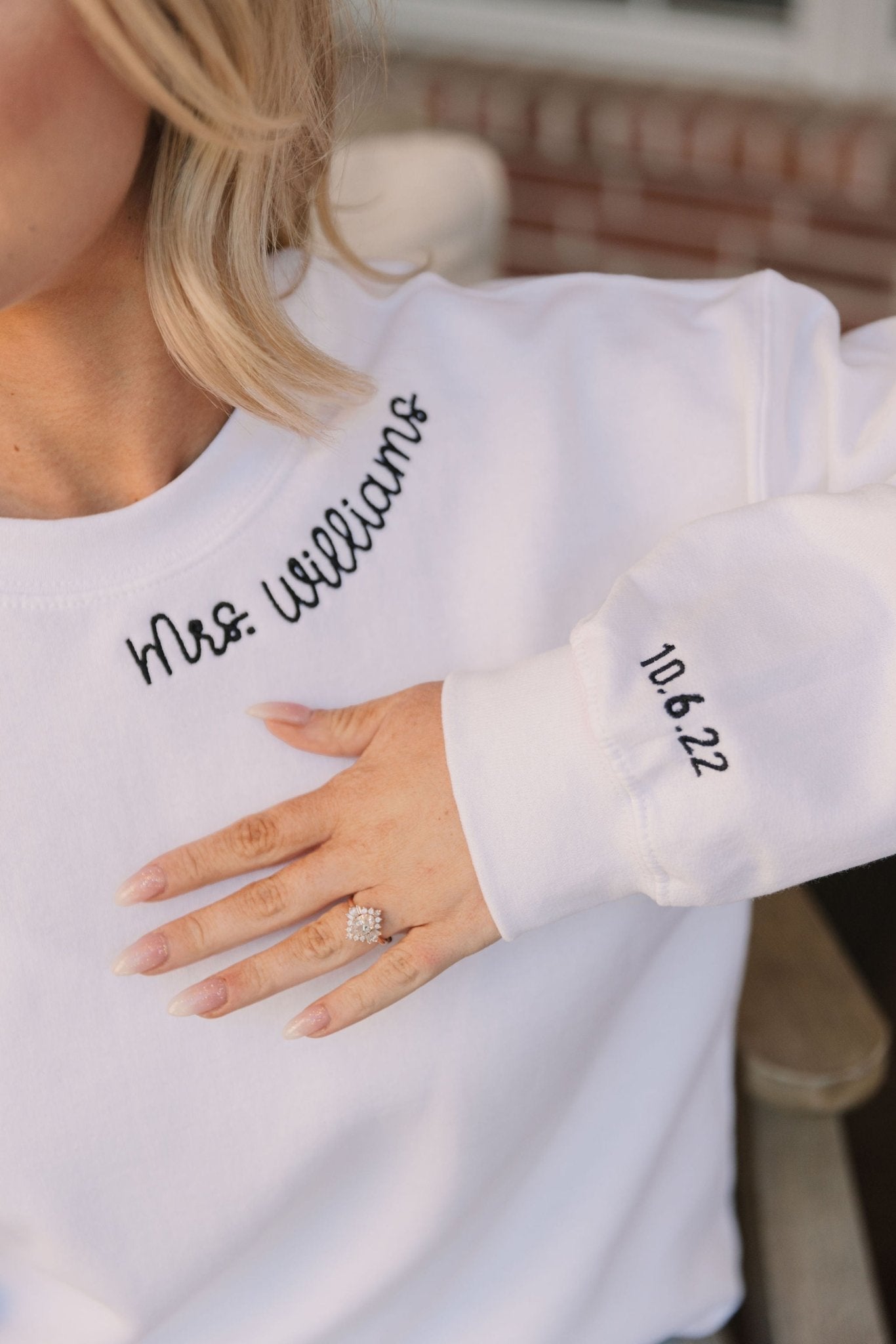 Custom Embroidered Collar/ Sleeve Sweatshirt