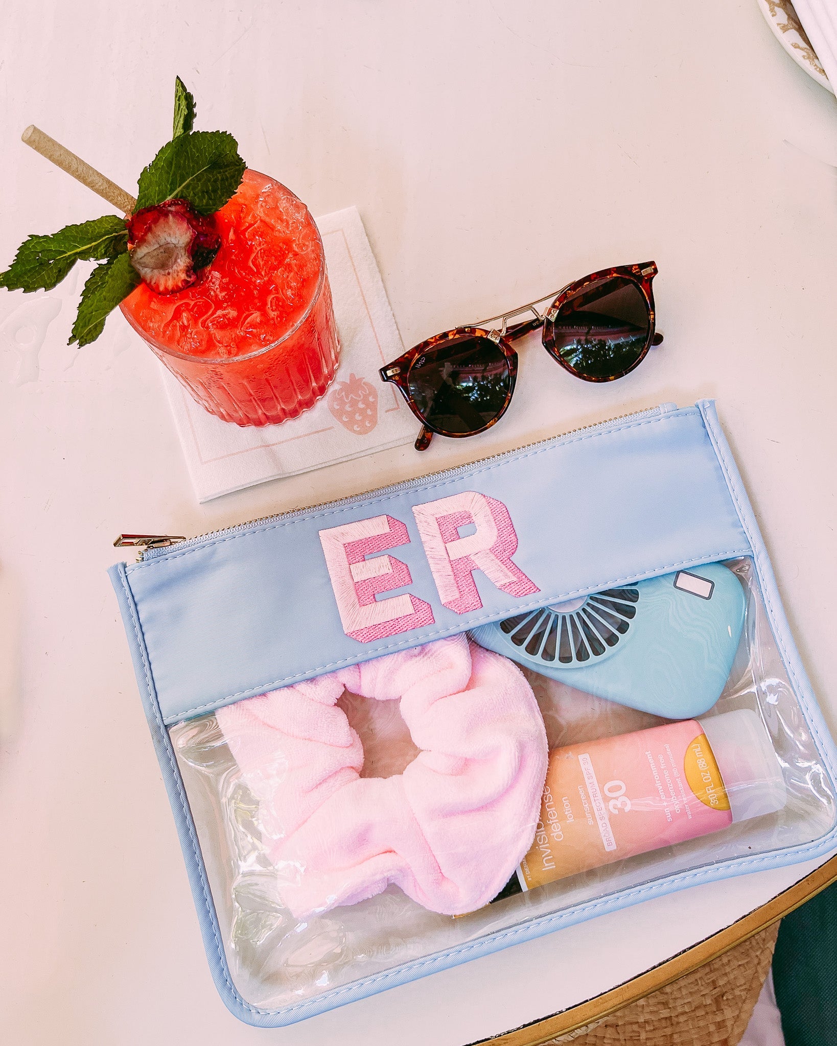 Embroidered Nylon Clear Pouch