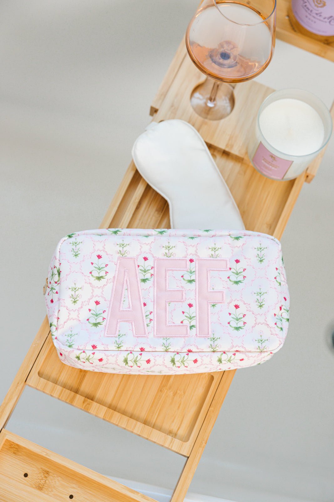 Embroidered Printed Nylon Pouch with Applique