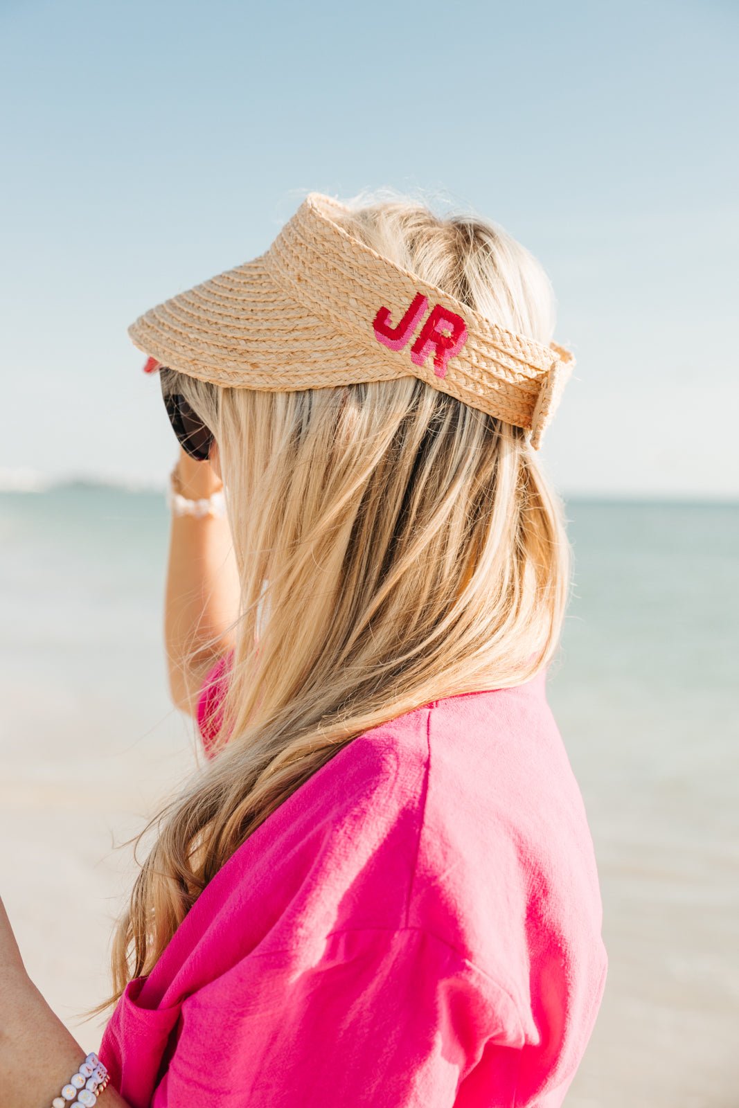 Straw Visor, Embroidered - Sprinkled With Pink #bachelorette #custom #gifts