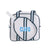 A navy and white pickleball bag is customized with a blue monogram.