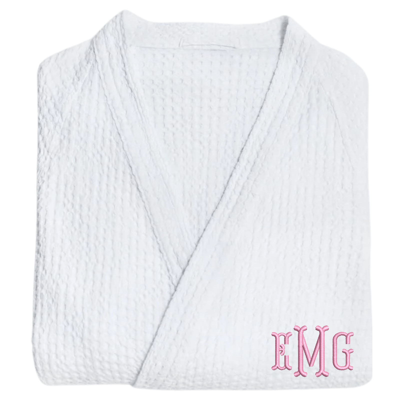 Embroidered Monogram Waffle Knit Robe
