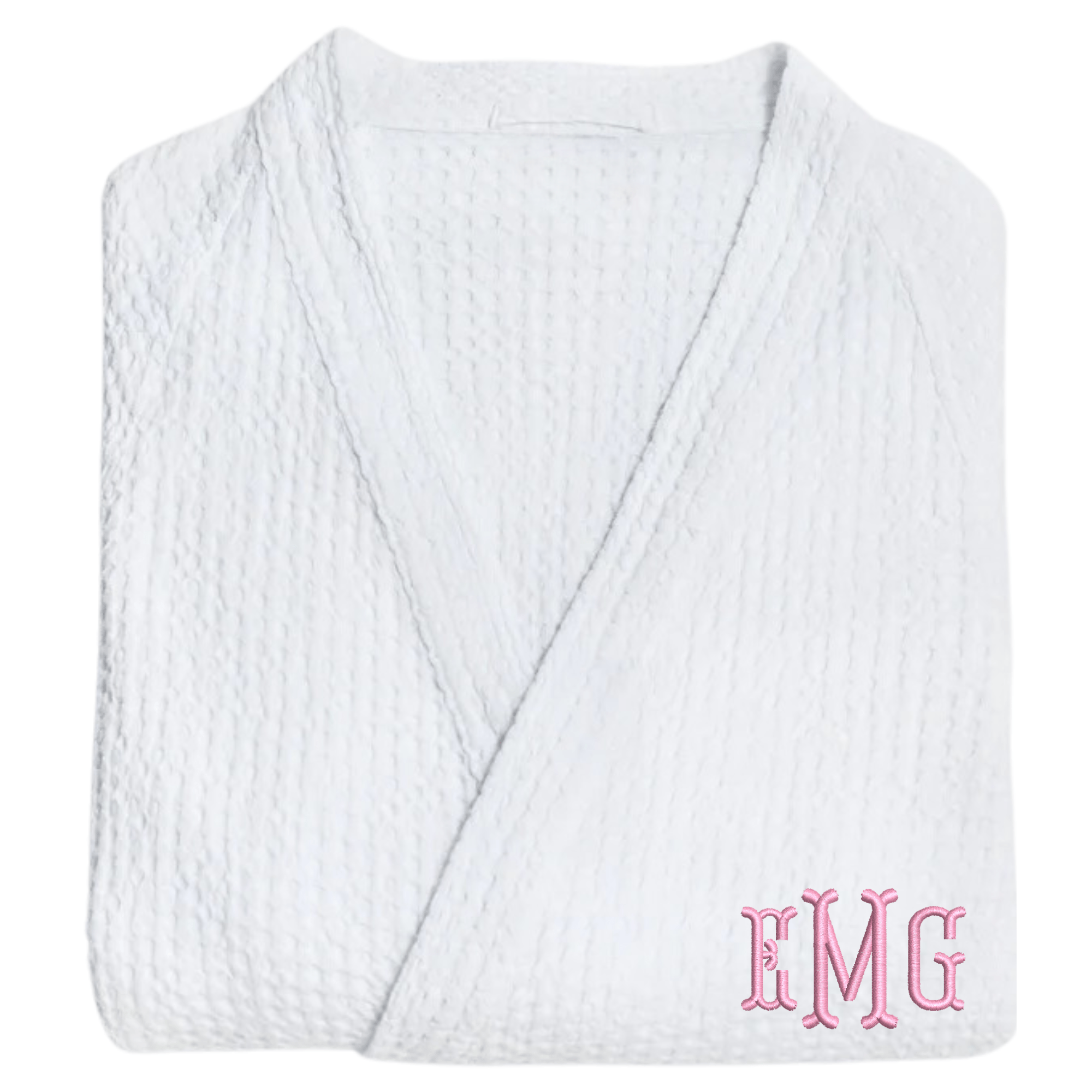 Embroidered Monogram Waffle Knit Robe